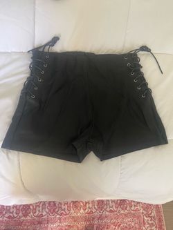 Black Lace-Up Corset Shorts