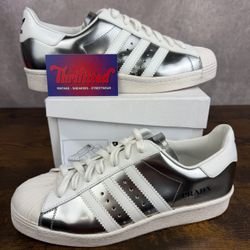 adidas Superstar Prada Silver Metallic Size 7 / 8W FX4546 Men’s Designer Sneakers OG Rare / MSRP $525 USD