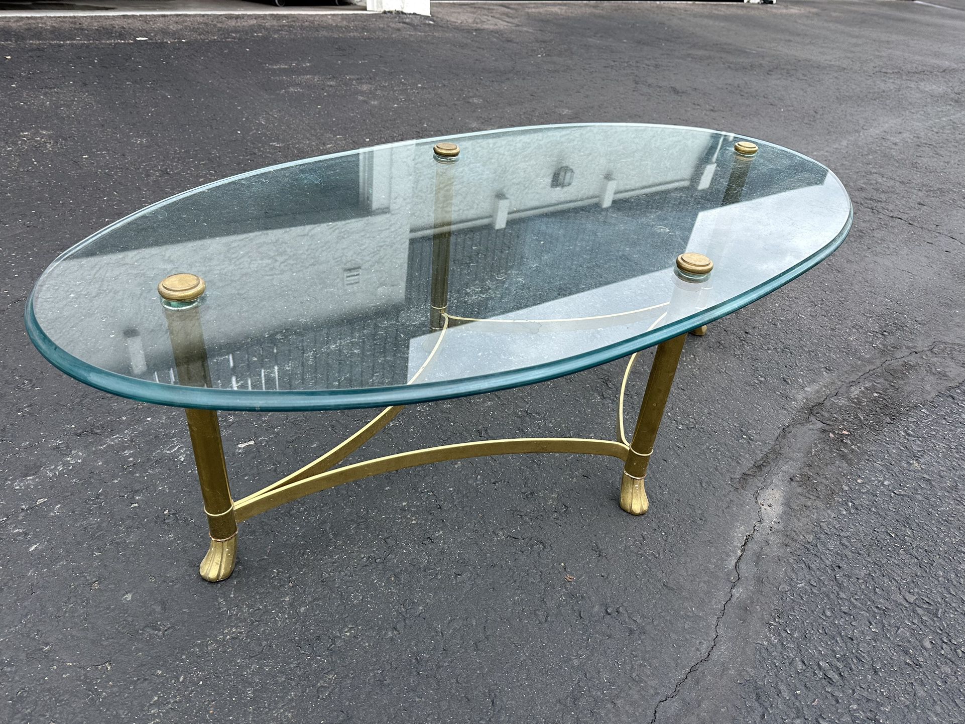 Vintage Glass & Brass Coffee Table