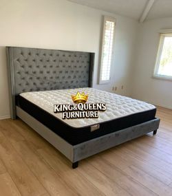 King bed frame with mattress