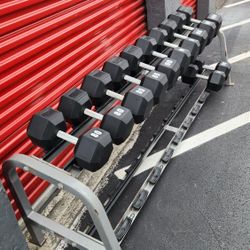 Hex Dumbells SET  75s To 100s. Delivery For Extra

( 1050 POUNDS TOTAL) $950

NOT SOLD SEPARATELY 