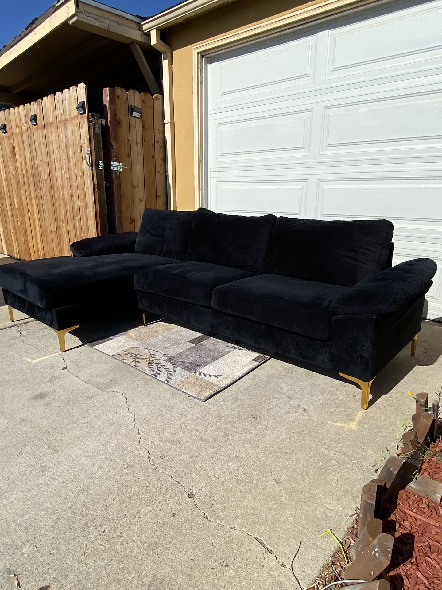 Black Velvet Sectional Couch
