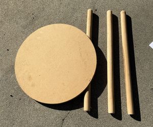 Three Legged Wood Table With Mirror Top