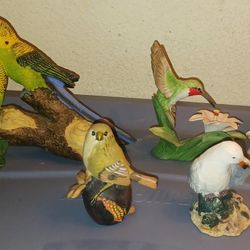 collection of Five Vintage porcelain bird figurines