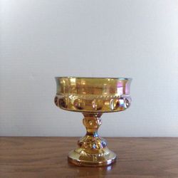 Indiana Amber Iridescent Wedding Compote Candy Dish