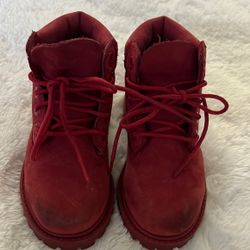 Kids Red Timberland boots Size 8