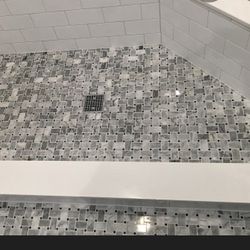 White Quartz Shower Curb  7 "X72" 