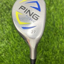 Ping Golf Thrive Hybrid 27 Degree Graphite Shaft Junior Grip Right Hand 37.5”