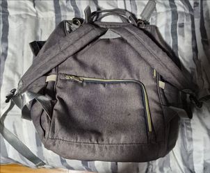 HaloVa Original Large Gray Polyester Diaper Bag Backpack Solid Inner Pockets
