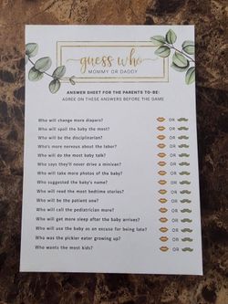 Babyshower game mommy & daddy