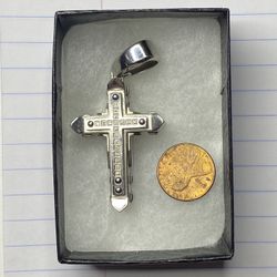 Stainless Steel Men’s Cross Necklace  1/4 CT