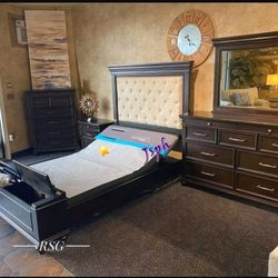 Queen, King Bed Frame 💛 Bedroom Set In Stock 💫$39 Down Payment with Financing ⭐ 90 Days same as cash