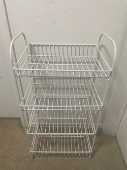 White Metal Wire 4-Tier Storage Rack