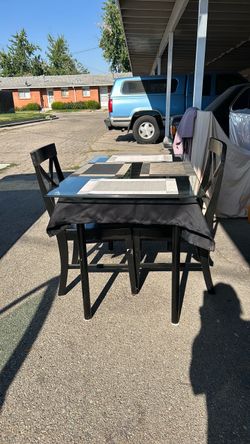 Small Dining Table with 2 Chairs and 2 Stools