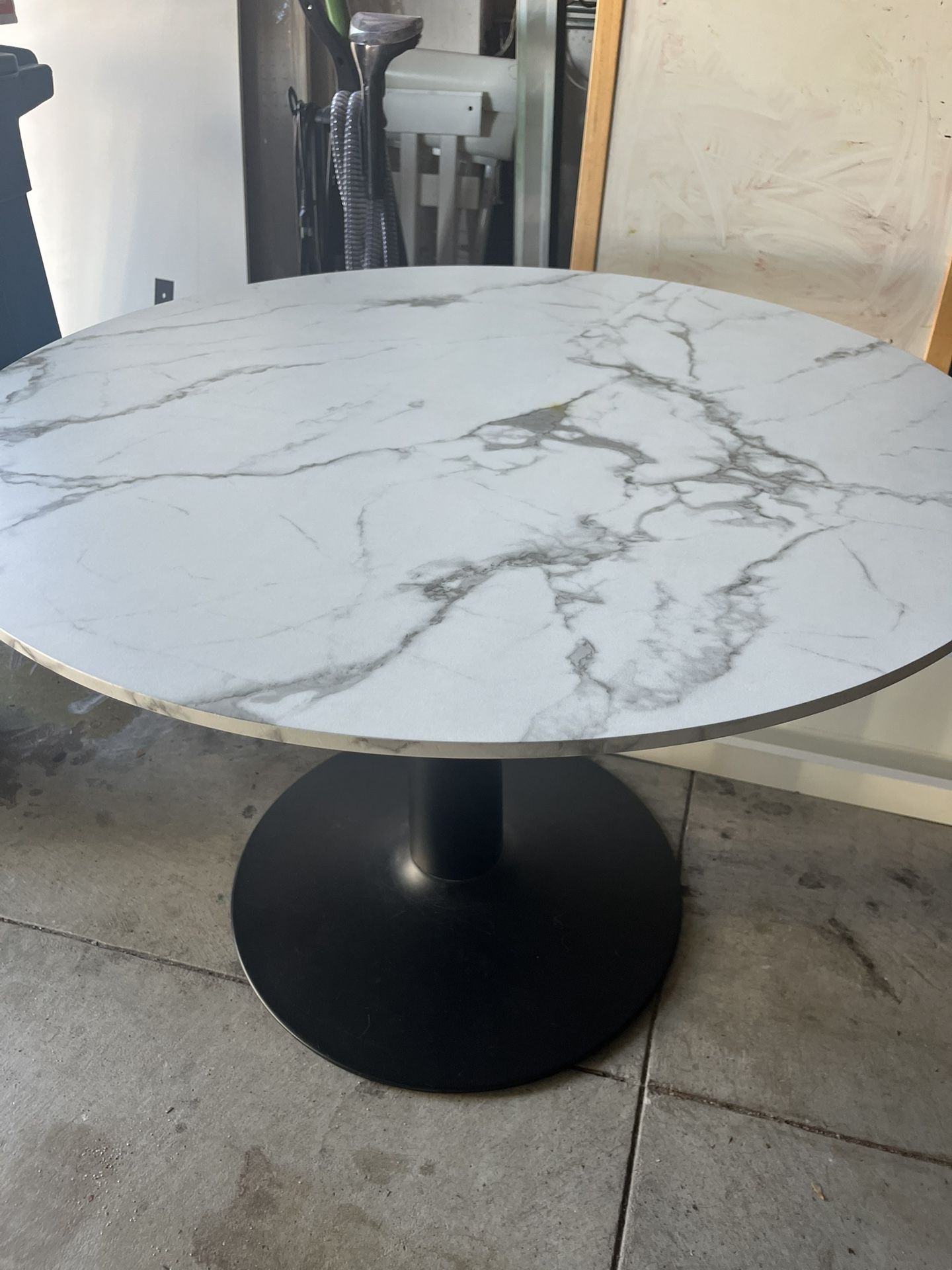 Round Faux Marble Dining Table