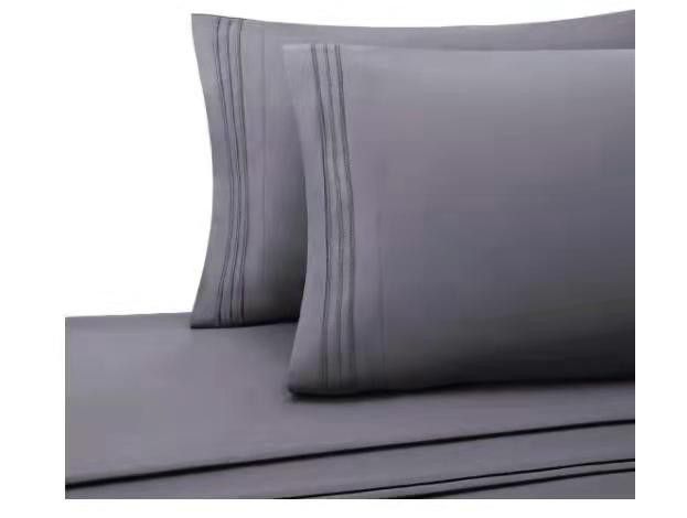 EMONIA Queen Size Bed Sheets 400 Thread Count Long Staple Cotton Dark Grey Cooling Sheet Set Fits Mattress 14'' Deep Pocket Soft & Silky Sateen W