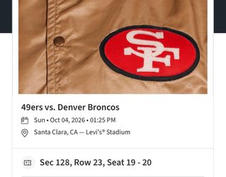 🏈 49ers vs. Broncos – 2 Aisle Seats + Unlimited Food