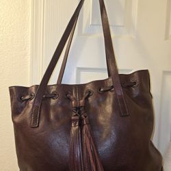 LEATHER TOTE Patricia Nash Whitney Burgundy Drawstring Tote 
