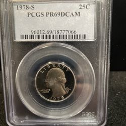 1978 S Gem Proof Washington Quarter Graded At PR69 By PCGS C-17