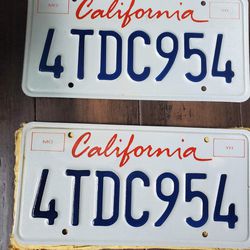 New Stock White Vintage License Plates Matching Pair Duo Unregistered 