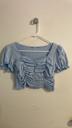 Light Blue Ruched Crop Top