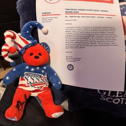 RARE Tom Brady Autographed Beanie Baby Limited Edition W LOA