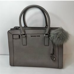 Michael Kors Park Handbag Leather Gray Satchel Crossbody Bag