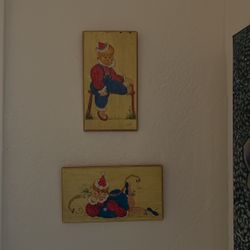 Vintage Clown Paintings On Wood