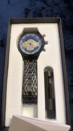 Skeleton Dial Mechanical Watch with Link Bracelet