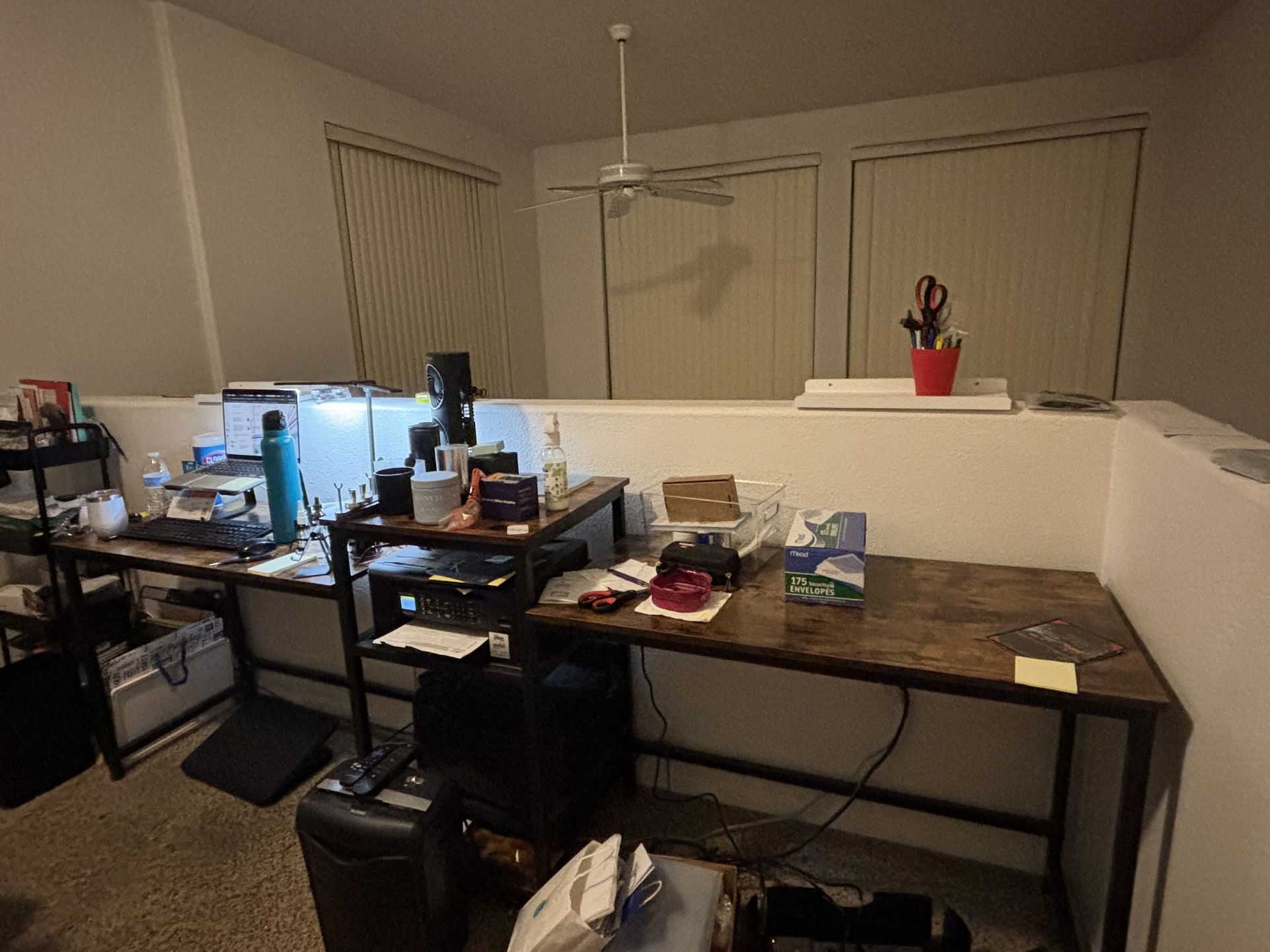 96 Inch Double desk Home office W/Printer And chair