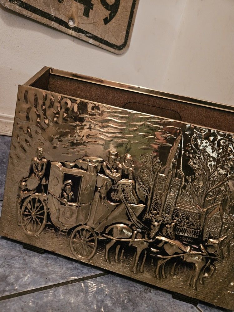 Vintage Midcentury 1970s Magazine HOLDER home Decor Gold