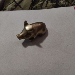 Vintage Brass Pig Paperweight 