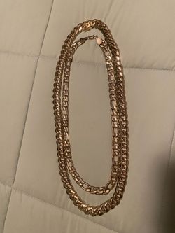 14k plated 32 in 14mm cuban 24 in 8mm figaro chain $450 & $350