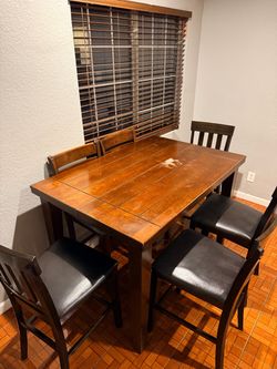 Counter Height Dining Table medium brown for 8 people