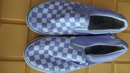 Vans slip on lavender and white checkered