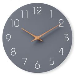 Wall Clock 12 Inch Gray Silent Non Ticking Battery Operated Modern Simple Clock Decorative for Kitch