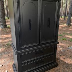 Large Stanley Tall Dresser Chest Cabinet Black Satin Solid Wood New