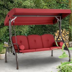 DD13 $230  3-Seat Patio Porch Swing With Adjustable Canopy