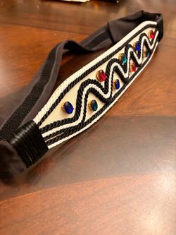 VTG Carolyn Tanner Designs Inc 1980s Jewel & Zigzag Cord Statement Belt