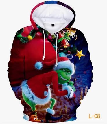 New w/o tags: 3D Printed Christmas Sweatshirt top , Green Fur Monster Hooded-size adult small-unisex