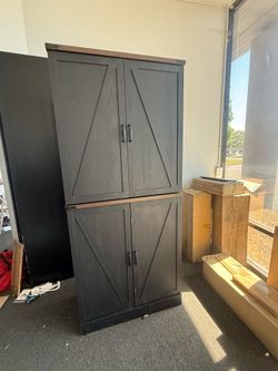 Farmhouse Kitchen Pantry Cabinet, 71" Tall Storage Cabinet with Adjustable Shelves & 4 Barn Doors & Drawer, Rustic Wood Cupboard for Kitchen, Dining R