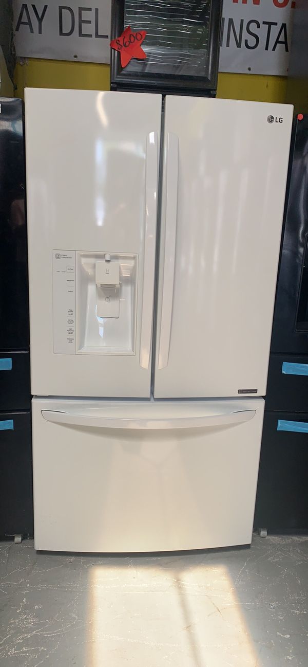 LG GLOSSY WHITE FRENCH STYLE REFRIGERATOR for Sale in Carlsbad, CA