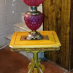Fantastic Rare Original Victorian 1880's Hurricane Oil Lamp, And 1890's Victorian Parlor Table 