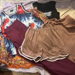 Women’s Size 3X Mixed Clothing 10pc Lot Skirt Pants Shorts Tanks Sweater  To include:  CW Classics crinkle skirt  Pink Rosi sweater  Moral Society sho