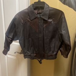 Brown Leather Children Jacket 