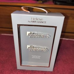 New 2 Believe By Brilliance Fine Silver Cubic Zirconia Hair Clips 