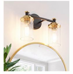 2-Light Bathroom Vanity Light – Black & Gold