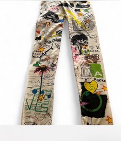 Love Legging Jersey spandex white with multi color multi patterns size 4-6 