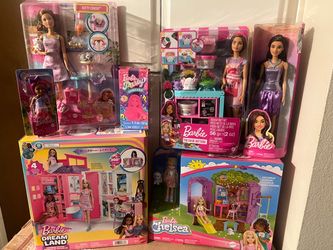 Barbie Getaway House, Royal Chelsea, Treehouse, Party Unboxed, Kitty Condo, Florist, Purple Sequence Doll
