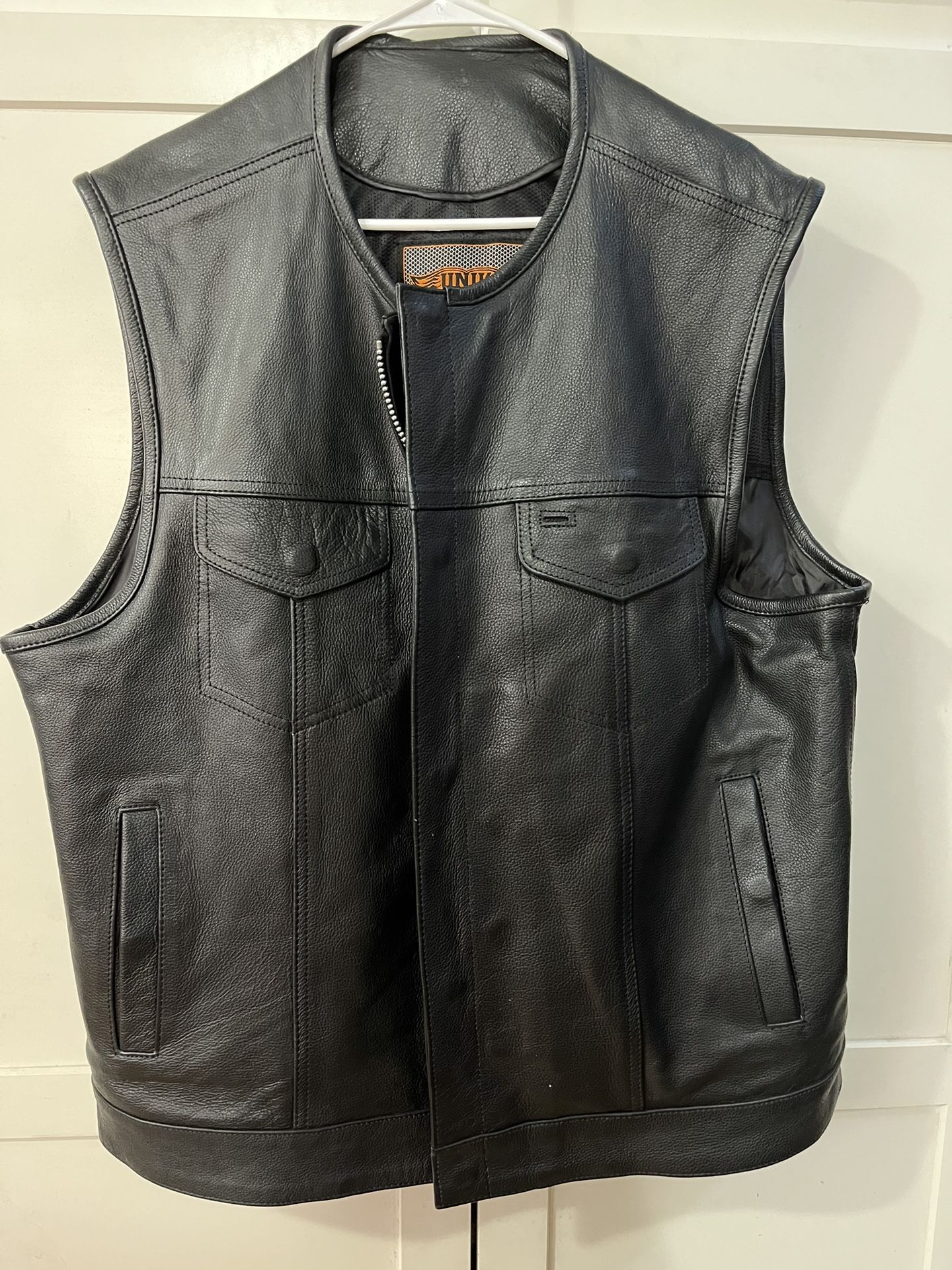 Mens, Leather, Biker Vest Size XXL